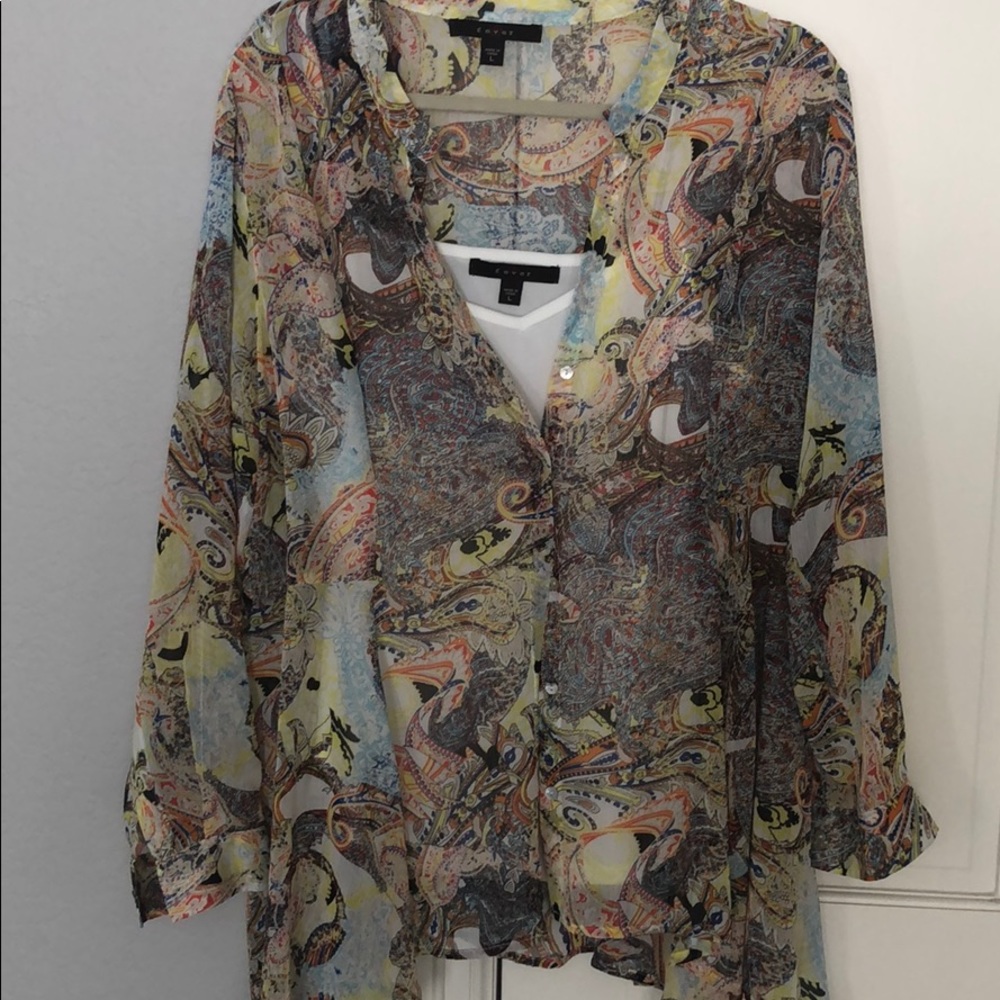 Never worn. Longer see thru tunic top with shell.